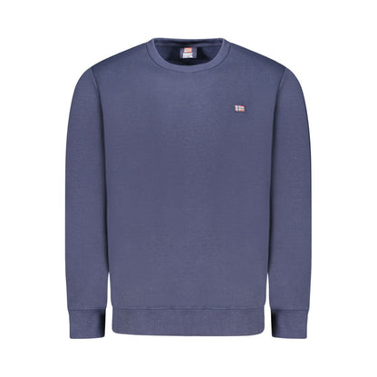 Norway 1963 Blue Cotton Men Sweater with logo appliqué on crew neck design, elegant vintage style.