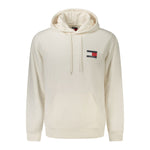 Tommy Hilfiger White Cotton Men Sweater with logo and hood, highlighting casual luxury and comfort.