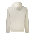 Back view of Tommy Hilfiger White Cotton Men Sweater showcasing hood design.