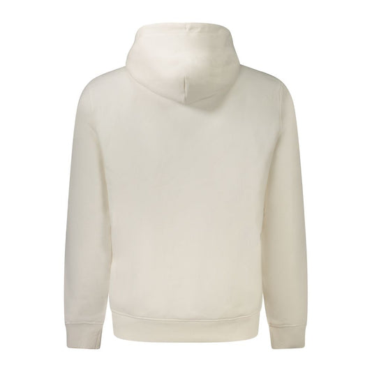 Back view of Tommy Hilfiger White Cotton Men Sweater showcasing hood design.