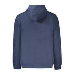 Tommy Hilfiger Blue Cotton Men Sweater, sustainable hooded back view with logo embroidery.