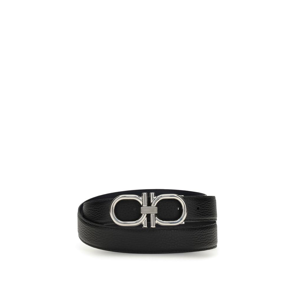 Ferragamo Black Calf Leather Bos Taurus Regular Belt