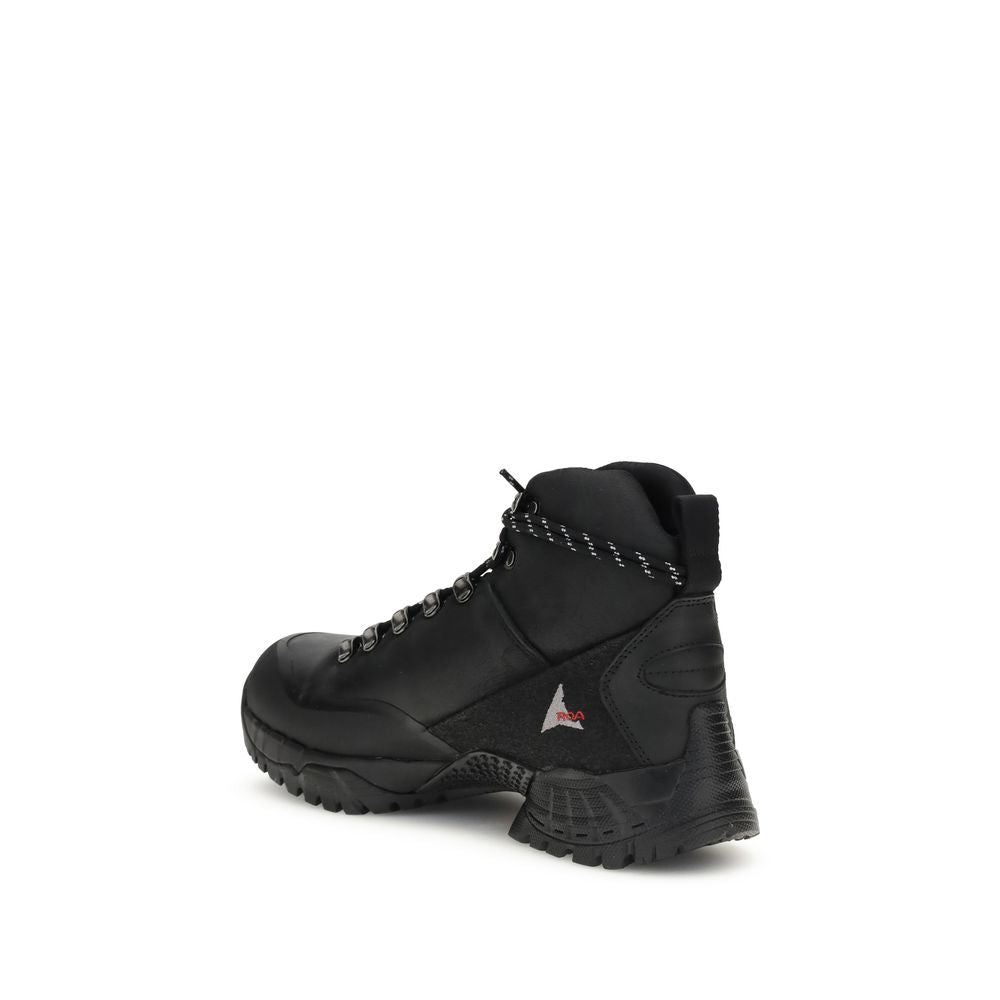 ROA Black Leather Lace-Up Boots