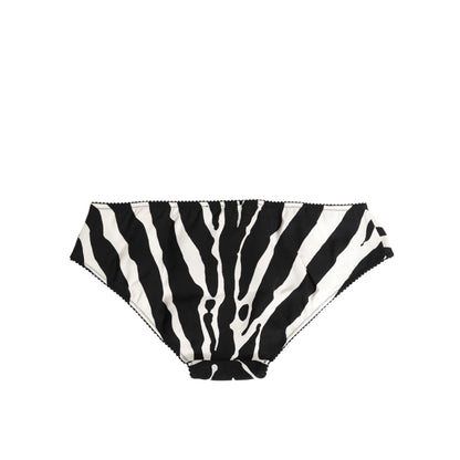 Dolce & Gabbana Black White Zebra Print Slip Briefs Underwear