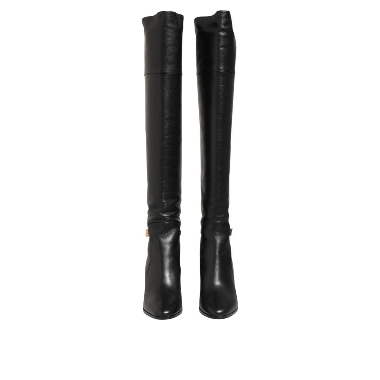 Dolce & Gabbana Black Leather Over-The-Knee DG Boots  Shoes
