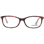 Longines Red Women Glasses Frame, square style, full-rim plastic, demo lenses, size 54-16-140, includes branded case.