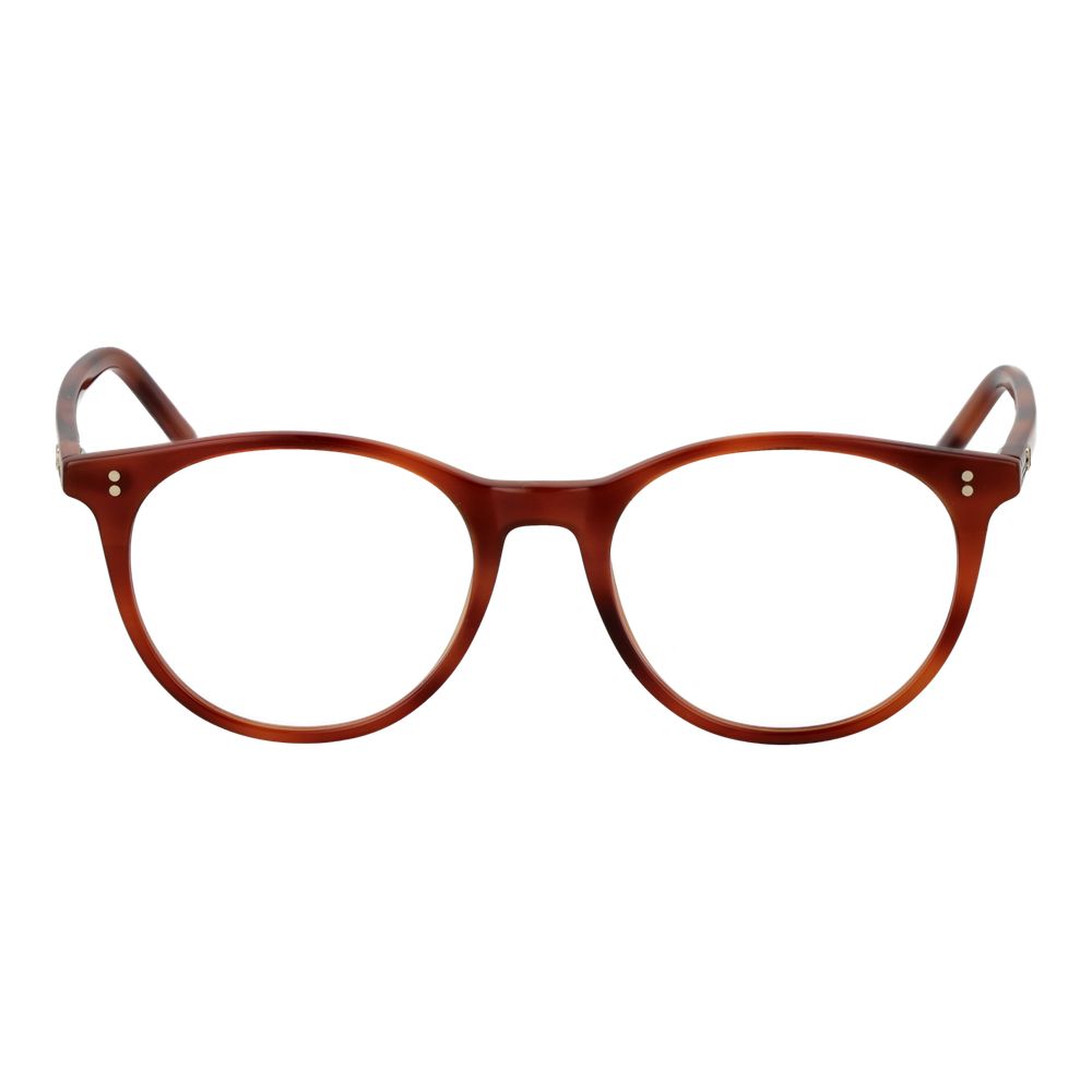 Hackett Brown Men Glasses Frame in full-rim acetate; demo lenses, panto style, suitable for men. Frame color brown, size 48-17-145.