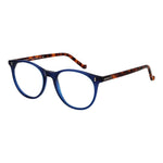 Hackett Blue Men Glasses Frame, blue acetate full-rim style, round shape, demo lenses, ideal for fashion and comfort.