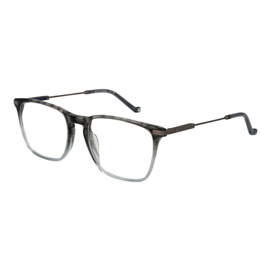 Hackett Gray Men Glasses Frame in grey acetate, full-rim rectangle style with demo lenses, size 55-19-145, no extra features.