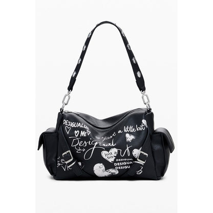Desigual Black Polyethylene Women Handbag with Removable Handle and Adjustable Strap