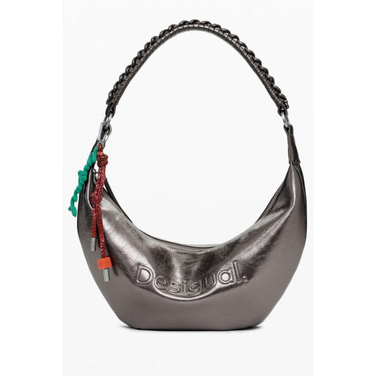 Desigual Bronze Polyethylene Women Handbag with relief print and removable shoulder handle