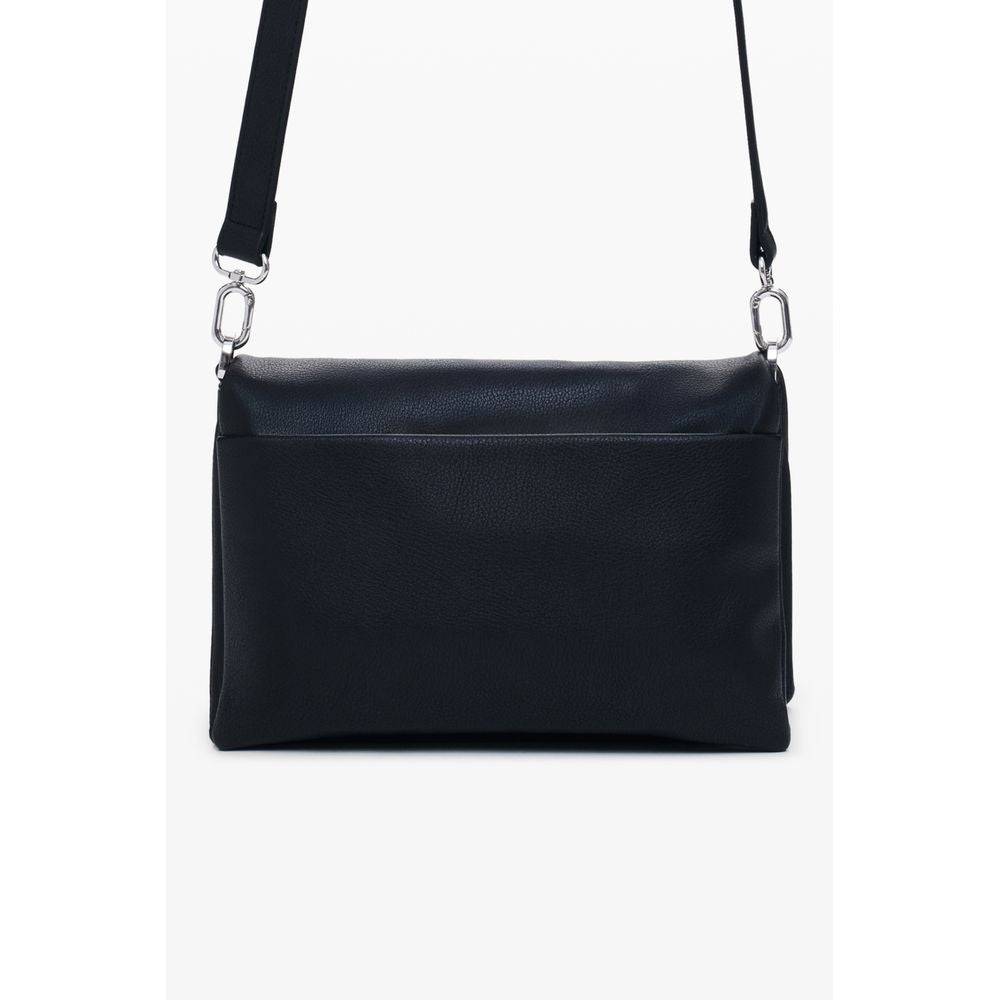 Rear view of Desigual Black Polyethylene Women Handbag with shoulder strap and flap closure, showcasing sleek design and fine craftsmanship.