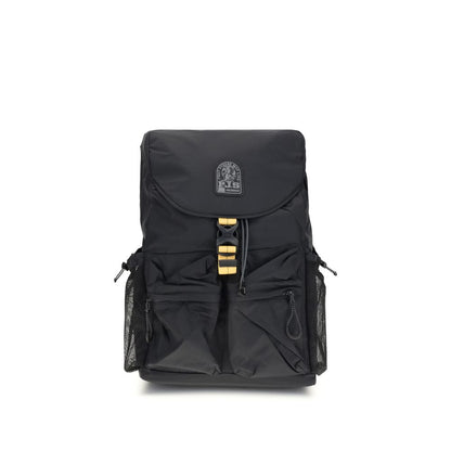 Parajumpers Black Nylon Backpack with multiple pockets and adjustable straps, a durable ripstop and recycled polyester design by Icon Lite.