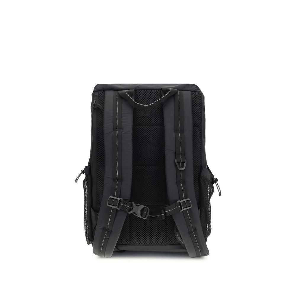 Back view of Parajumpers Black Nylon Backpack with adjustable padded straps and multiple exterior pockets.