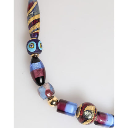 Dolce & Gabbana Multicolor Murano Glass Beads Gold Brass Chain Jewelry Necklace