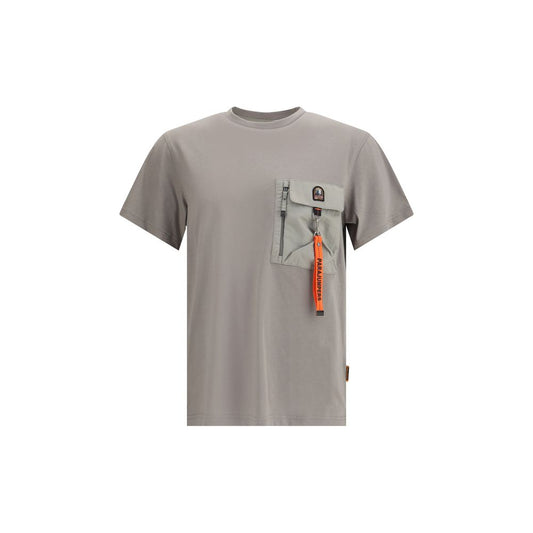 Parajumpers Short sleeve T-Shirt in gray with round neckline, pocket detail, and logo, ideal for stylish, versatile everyday wear.