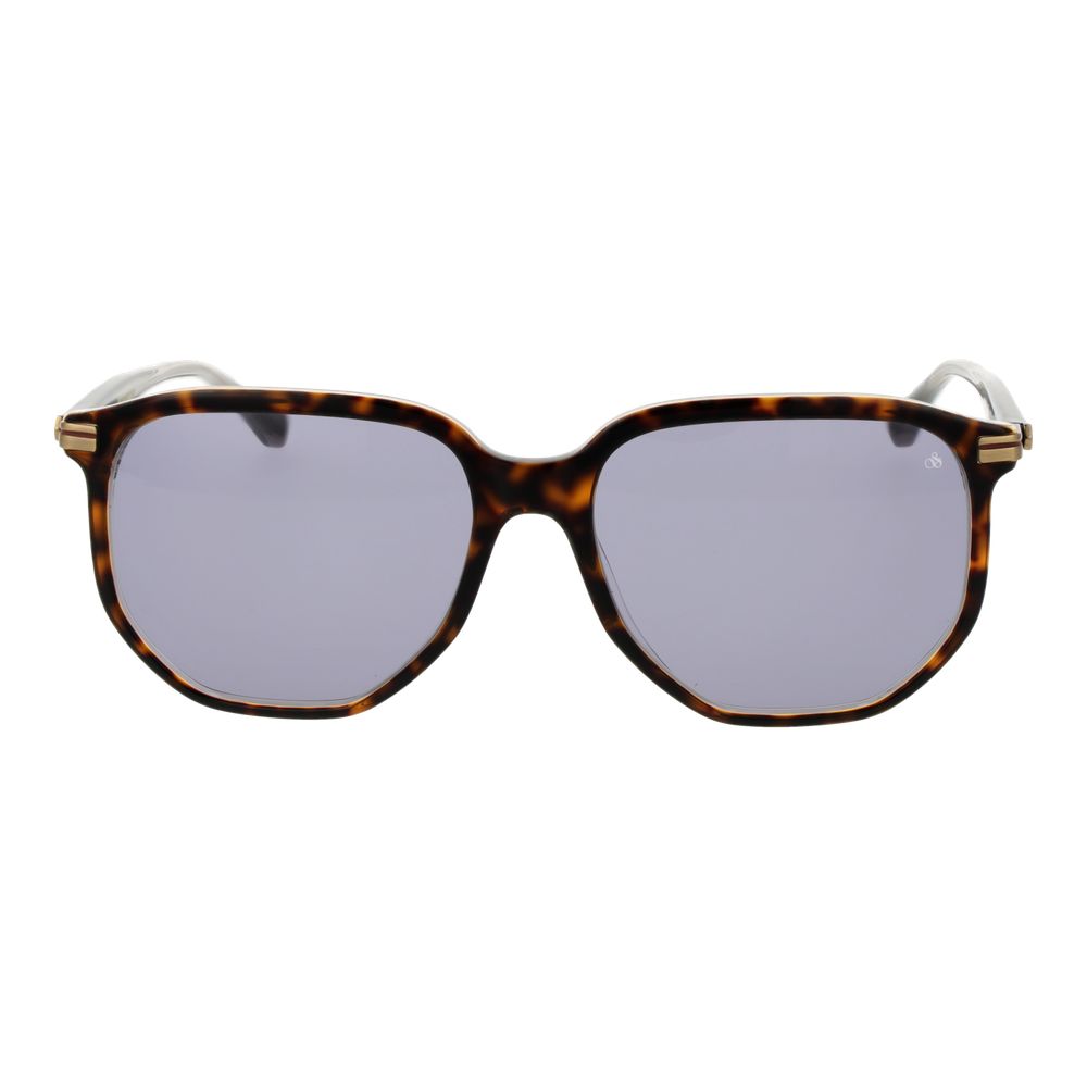 Scotch & Soda Brown Men Sunglass with geometric full-rim metal frame, grey lenses offering 100% UVA & UVB protection, size 56-16-145.