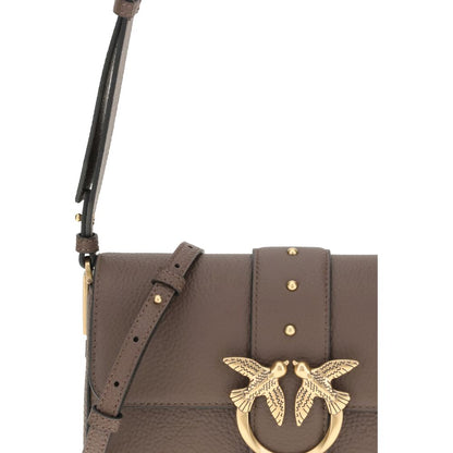 PINKO Brown Calf Leather Bos Taurus Shoulder Bag