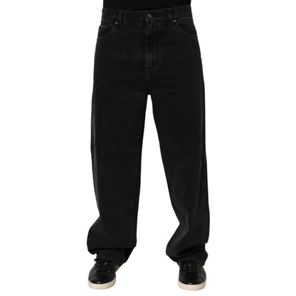 Dolce & Gabbana Black Denim Wide Leg Relaxed Fit Pants Jeans