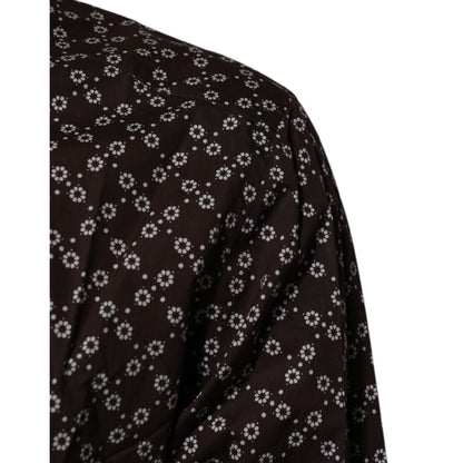 Dolce & Gabbana BrownFloral Collared GOLD Formal Dress Shirt