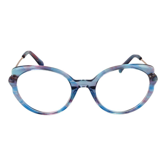 Emilio Pucci Blue Women Glasses Frame, full-rim round plastic design, demo lenses, size 52-21-140, branded case included