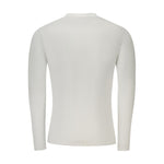 Back view of Guess Jeans White Cotton T-Shirt, long sleeve, v-neck, super slim fit, with logo applique.