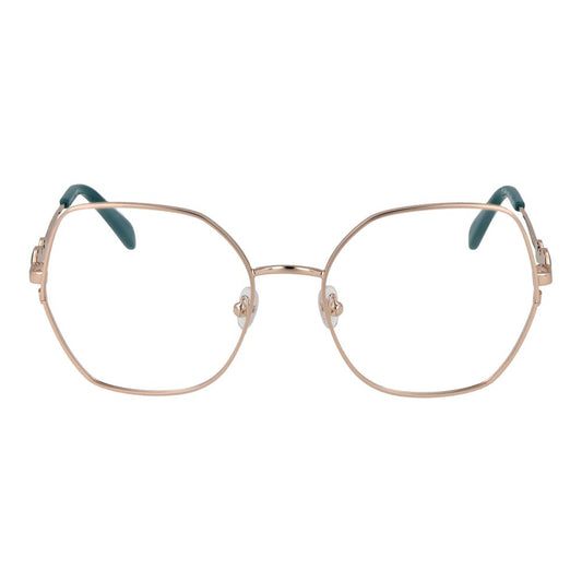 Emilio Pucci Rose Gold Women Glasses Frame in metal full-rim style, 55-18-140, square shape with demo lenses and branded case included.