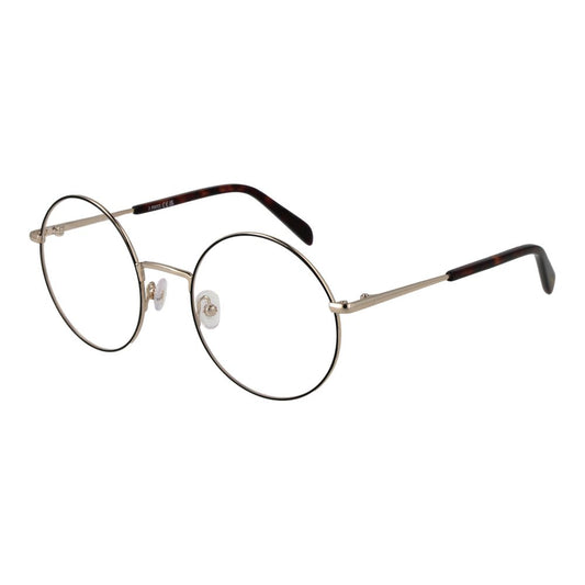 Emilio Pucci Black Women Glasses Frame, metal full-rim, round style, demo plastic lenses, includes branded case.