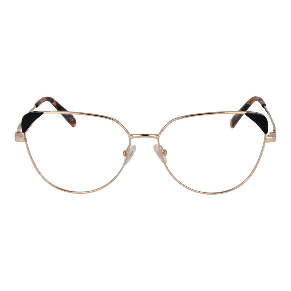 Emilio Pucci Gold Women Glasses Frame in metal cat eye style, full-rim, demo lenses, and branded case included.