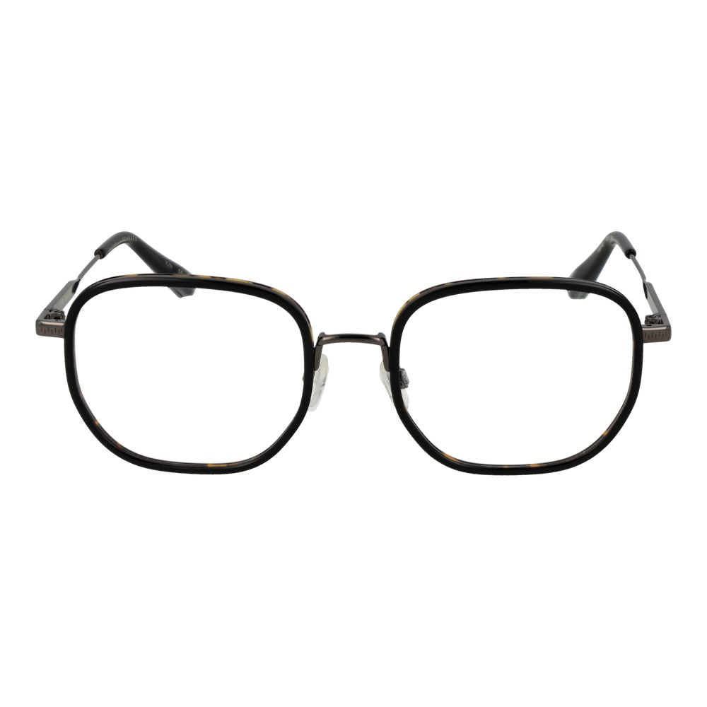 Ted Baker Black Men Glasses Frame, full-rim square style with demo lenses, plastic material, size 53-20-140, includes branded case.