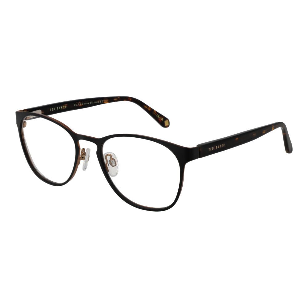 Ted Baker Black Men Glasses Frame, black metal full-rim design, size 52-18-140, includes branded case.