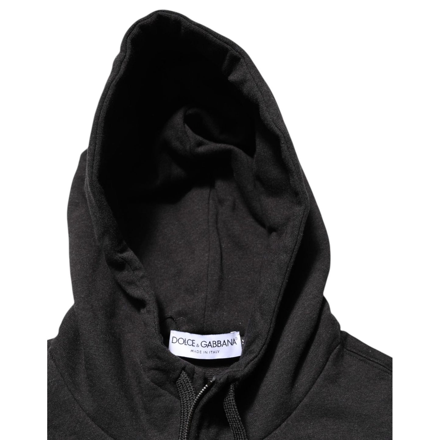 Dolce & Gabbana Black Logo FullZip Hooded Sweatshirt Sweater
