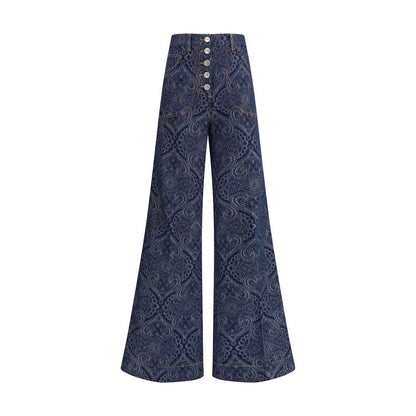 Etro Blue Cotton Flared Jeans