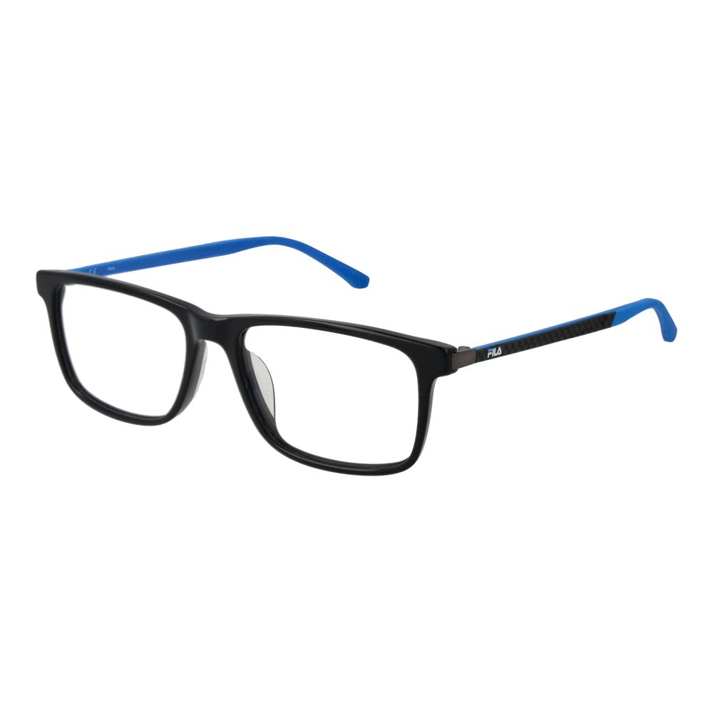 Fila Gray Men Glasses Frame full-rim rectangle style with gray rubber frame, demo plastic lenses, no extra protection, size 52-16-135.