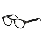 Lozza Black Unisex Glasses Frame with full-rim cellulose acetate, demo lenses, 48mm width, and panto style, includes branded case.