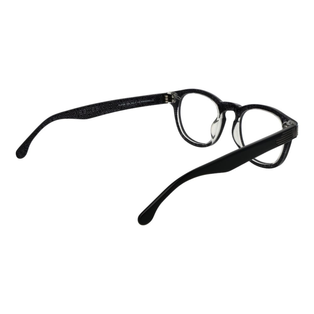 Lozza Black Unisex Glasses Frame made of cellulose acetate with full-rim style, demo plastic lenses, and black color.