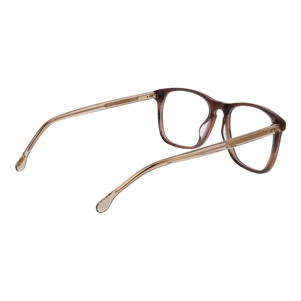 Lozza Brown Men Glasses Frame, square full-rim style, cellulose acetate material, demo plastic lenses, size 54-18-145, no protection filters.
