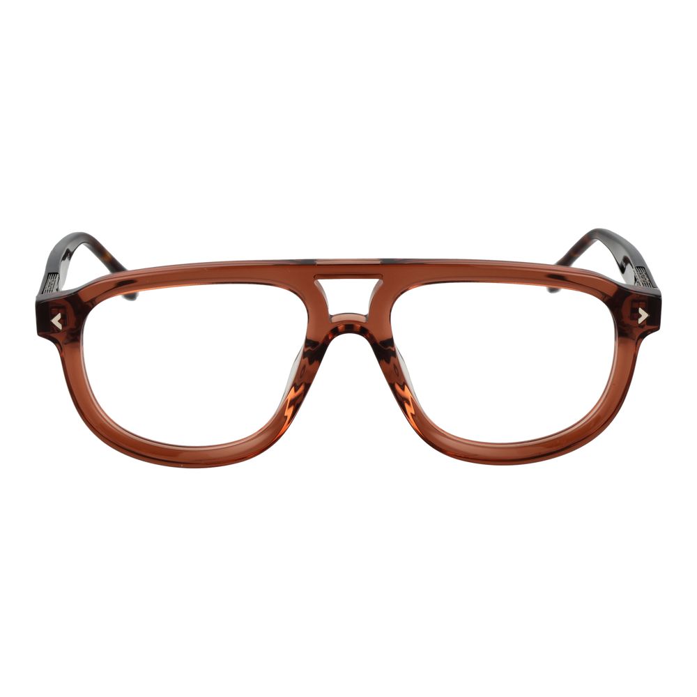 Lozza Brown Men Glasses Frame, full-rim cellulose acetate, aviator style, 55-18-145 size, demo lenses, stylish eyewear for men.