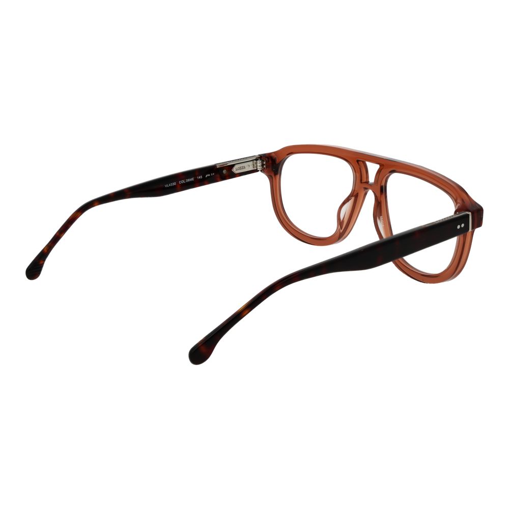 Lozza Brown Men Glasses Frame in full-rim aviator style with cellulose acetate material, size 55-18-145, featuring demo lenses.
