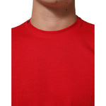 Close-up of Dolce & Gabbana Red Goodluck 2023 Cotton Crew Neck T-shirt showing fabric and neckline detail.