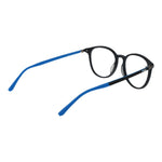 Fila Gray Men Glasses Frame in full-rim panto style with grey rubber frame, demo lenses, and blue temples.