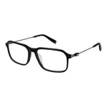 Fila Black Men Glasses Frame, full-rim black metal, rectangle style, with demo lenses. Includes branded case. Frame dimensions: 55-16-140.
