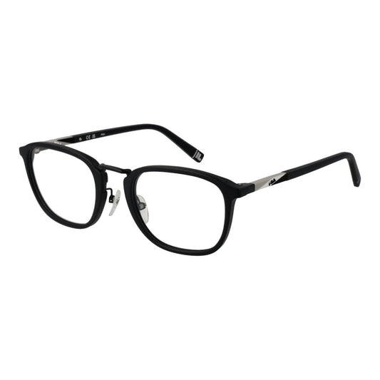 Fila Black Unisex Glasses Frame in full-rim plastic with square design, size 51-21-140, featuring demo lenses. Includes branded case.