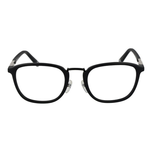 Fila Black Unisex Glasses Frame in full-rim square style, black plastic, size 51-21-140, includes branded case.