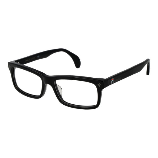 Lozza Black Men Glasses Frame in full-rim rectangle style with cellulose acetate material and demo plastic lenses without spring hinge.