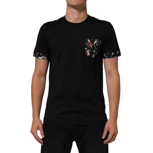 Dolce & Gabbana Black Musical Print Cotton Crew Neck T-shirt