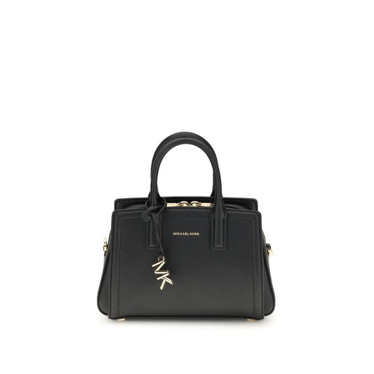 Michael Kors Laila Shoulder Bag with gold-tone details and top handle, featuring two-way zip closure and adjustable strap.