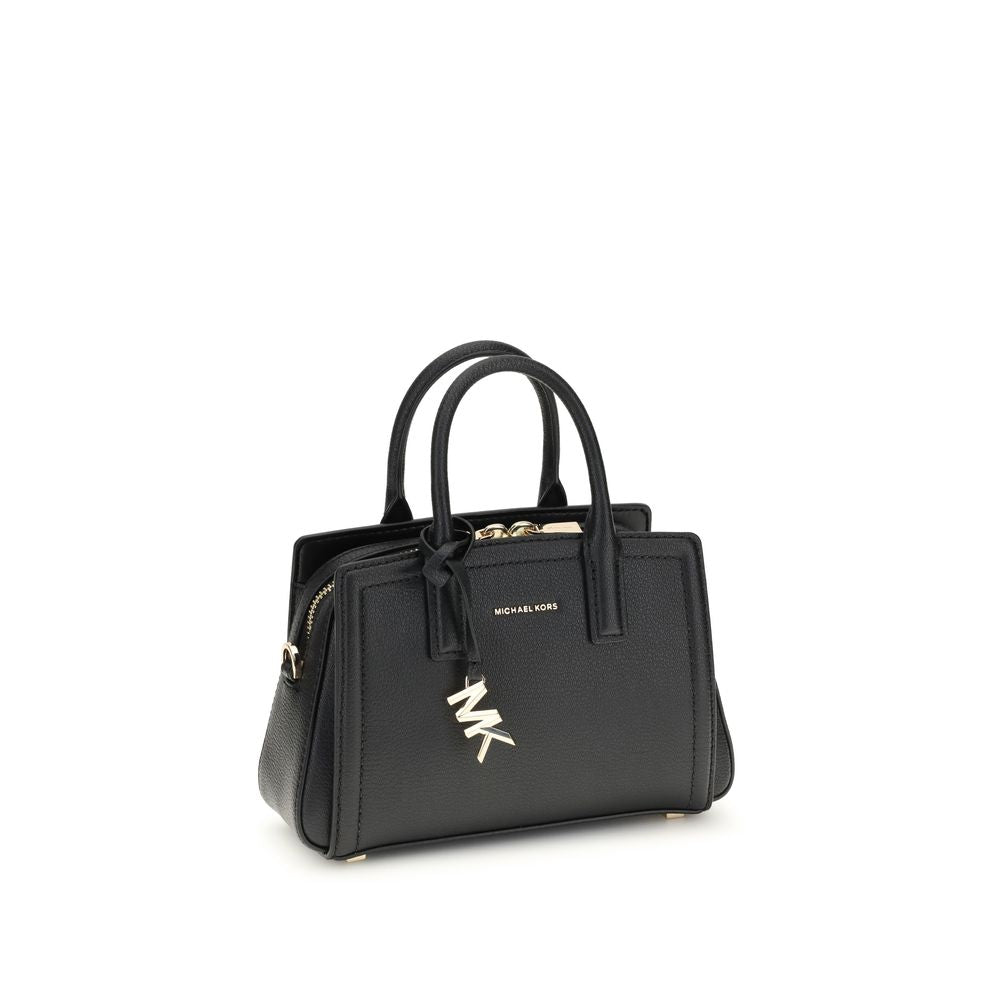 Michael Kors Laila Shoulder Bag in black with top handle and gold-tone accents for AW25 season, showcasing elegance and functionality.