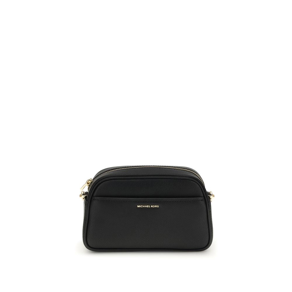 Michael Kors Jet Set Bag with open front pocket and gold-tone details, featuring a removable shoulder strap. Ideal for AW25 collection.
