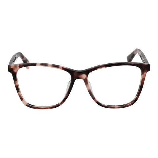 Longchamp Pink Women Glasses Frame in acetate, full-rim square style, rose color, includes branded case.
